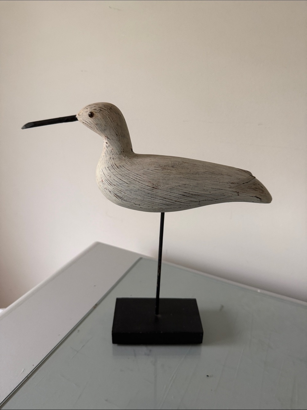 Wooden Shorebird Décor in Distressed White